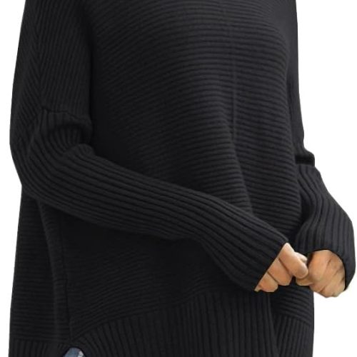 Viscose Blend Turtleneck Sweater with Side Slits