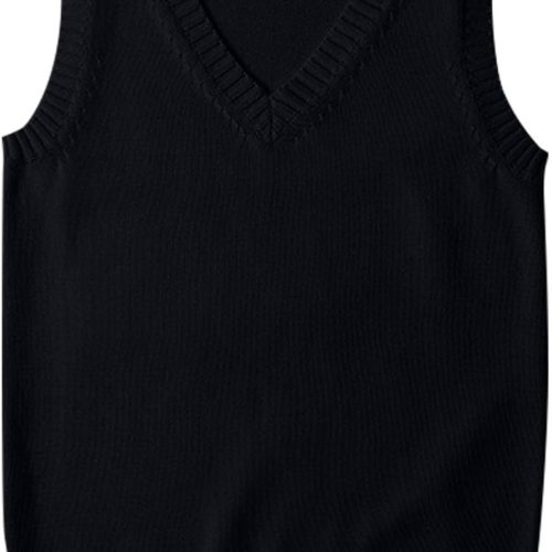 V Neck Ribbed Trim Sweater Vest