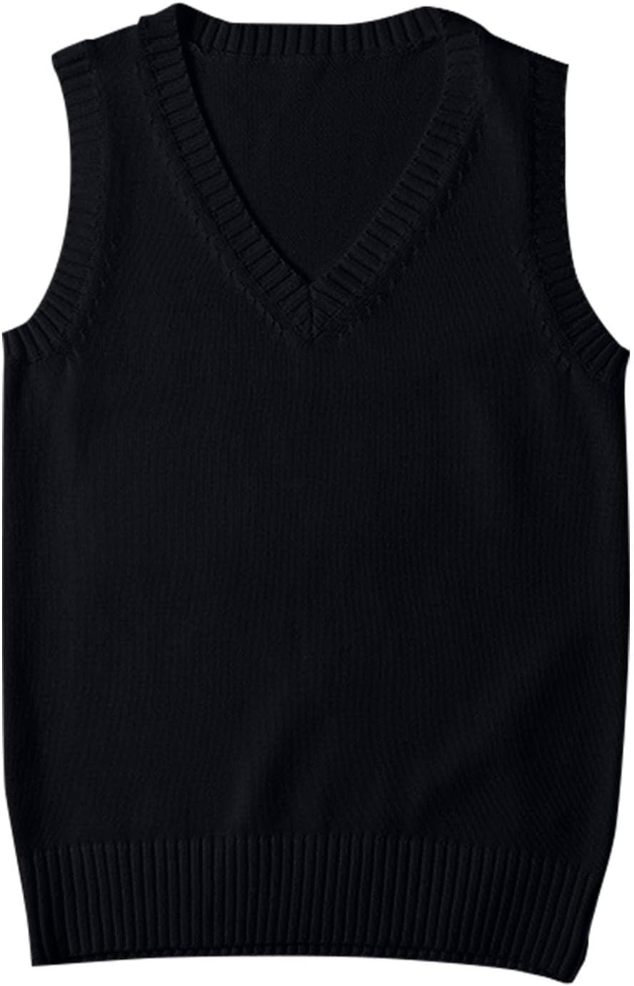 V Neck Ribbed Trim Sweater Vest