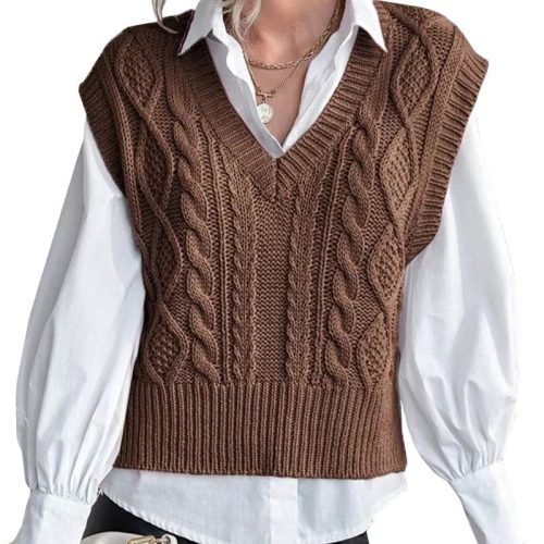 Cotton Cable Knit Sweater Vest