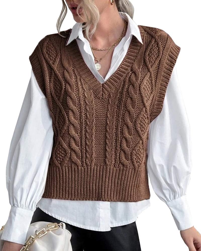 Cotton Cable Knit Sweater Vest