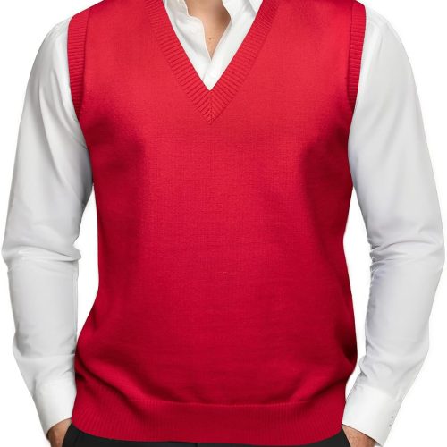 Men's V Neck Ribbed Hem Sweater Vest
