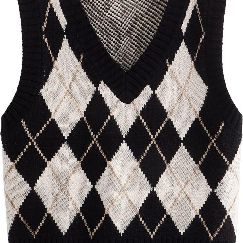 Plaid Print Argyle Sweater Vest