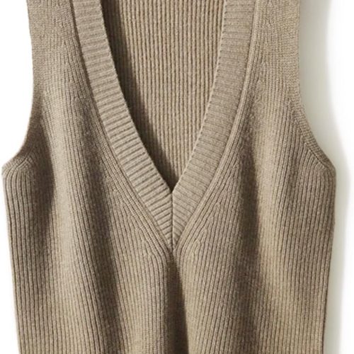 Deep V Neck Knit Sweater Vest