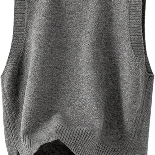 Crew Neck Side Slit Knit Vest