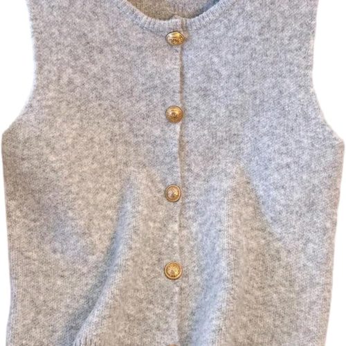 Button Up Round Neck Knit Sweater Vest