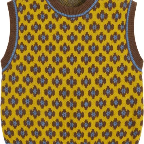 Geometric Pattern Crop Sweater Vest