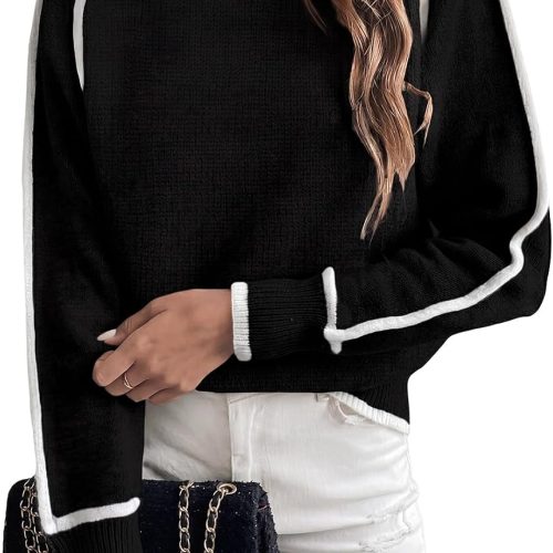 Color Block Turtleneck Sweater
