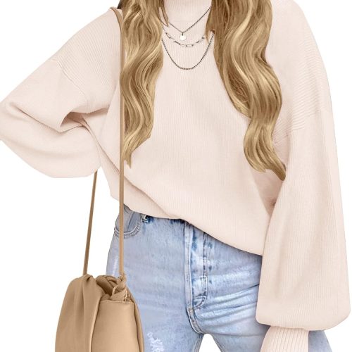 Mock Neck Lantern Sleeve Sweater