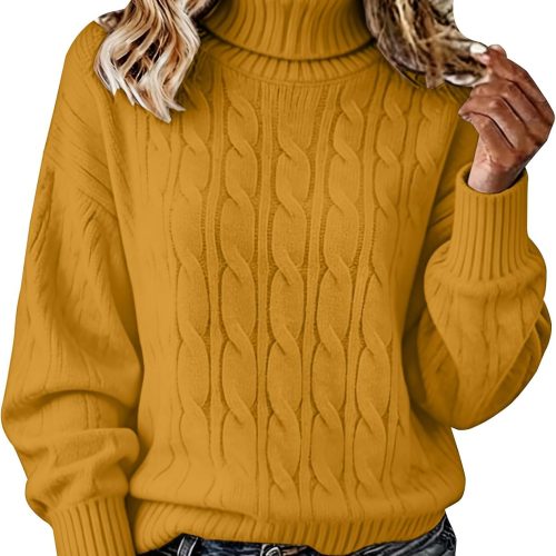 Chunky Cable Knit Turtleneck Sweater