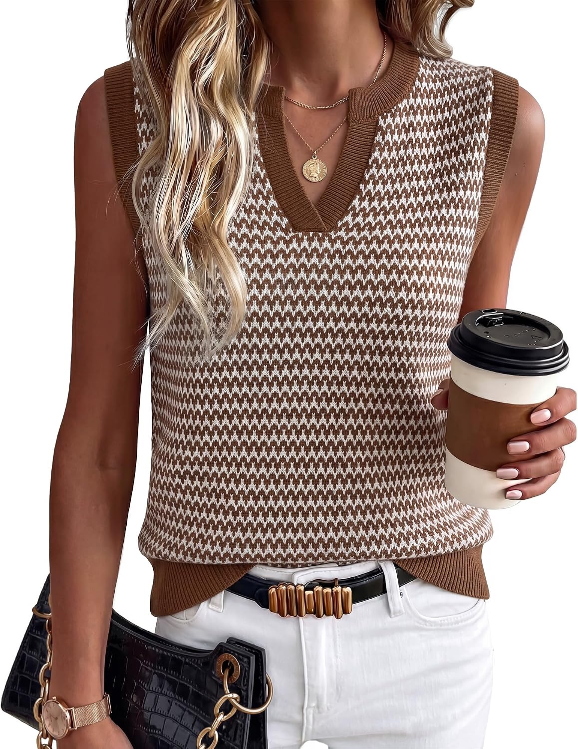 Cotton Polo V Neck Sweater Vest