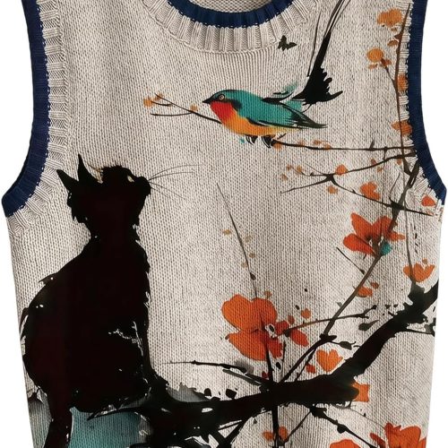 Ink Painting Knit Sweater Vest