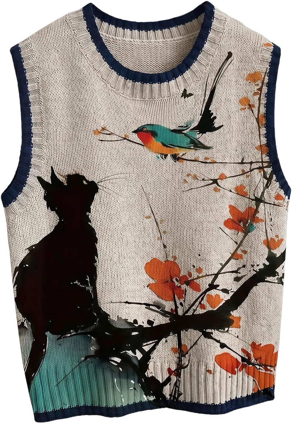 Ink Painting Knit Sweater Vest