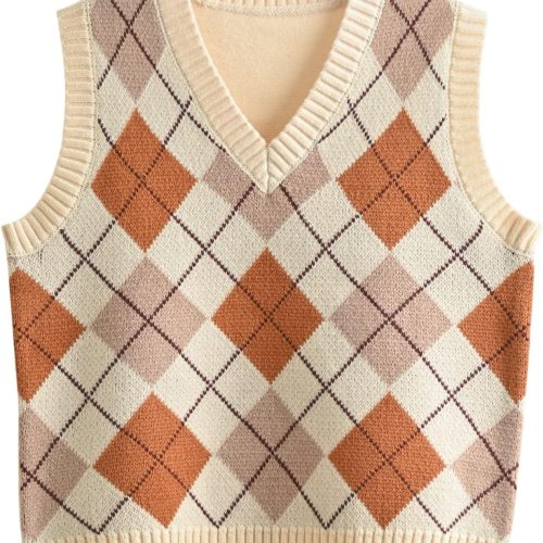 Argyle Plaid Cropped Sweater Vest