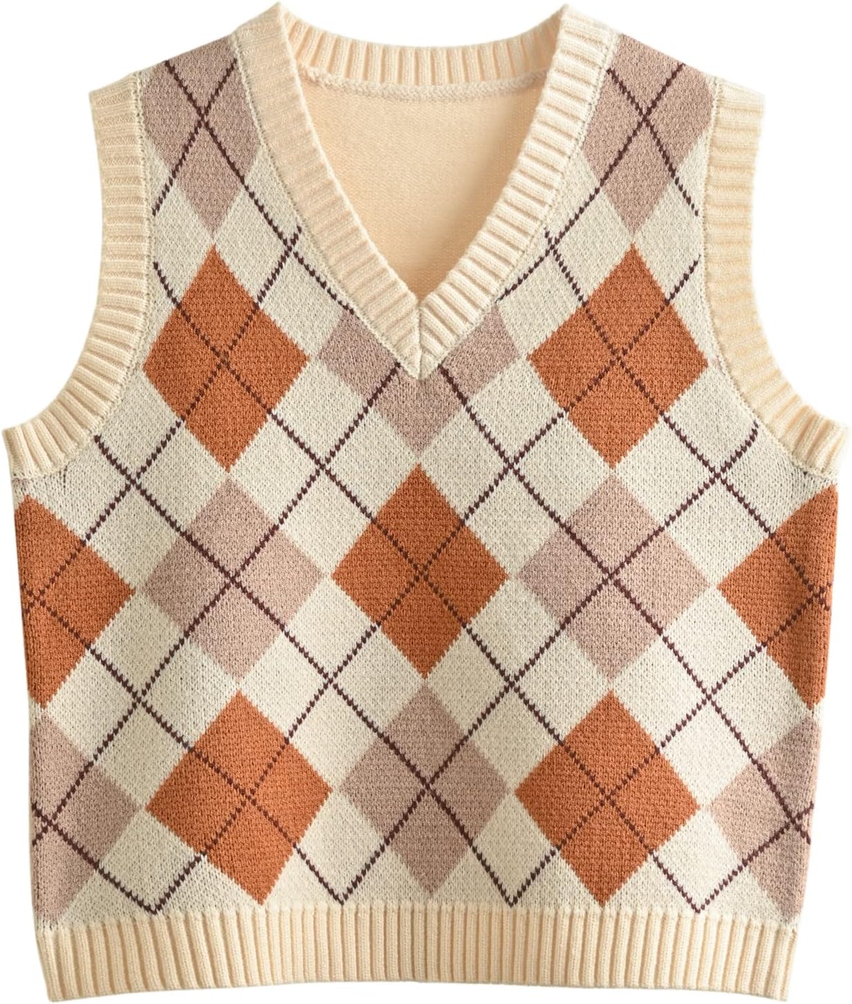 Argyle Plaid Cropped Sweater Vest