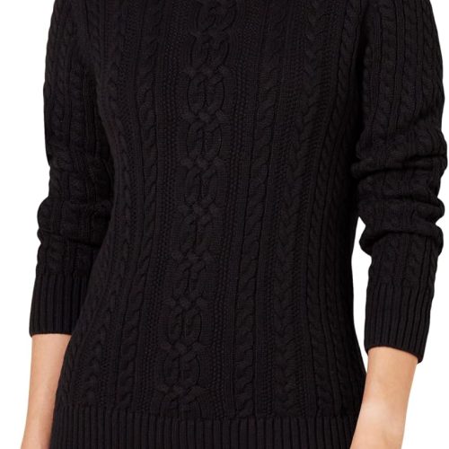 Cotton Cable Knit Turtleneck Sweater