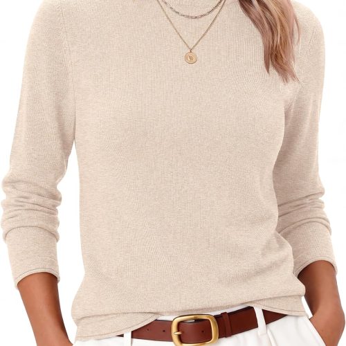 Wool Blend Long Sleeve Turtleneck Sweater